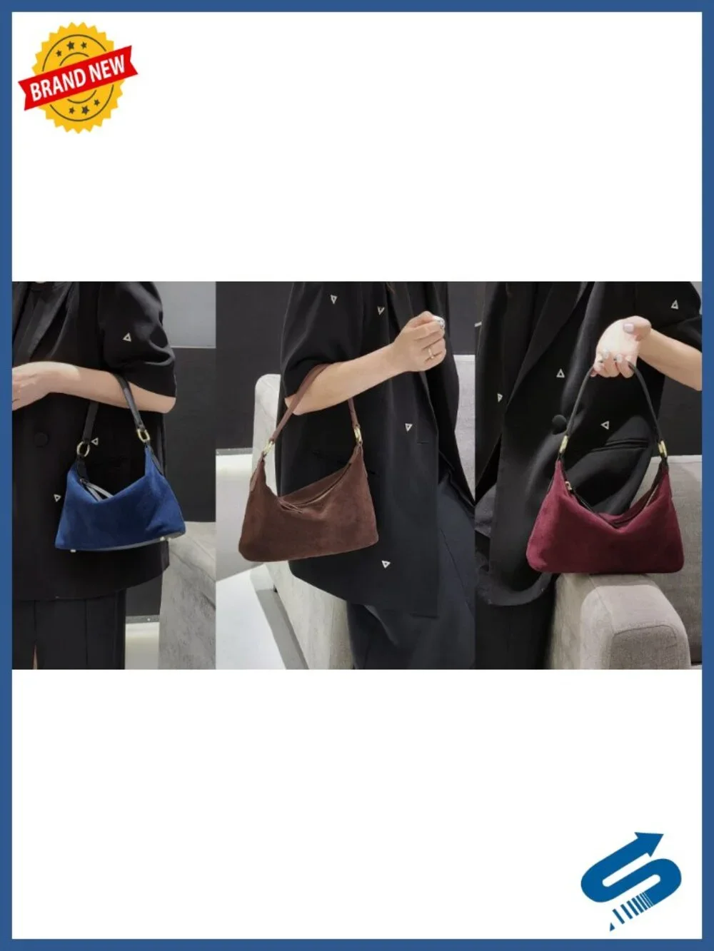 Premium Suede Leather Crossbody Bag Slouchy Shoulder Tote with Adjustable Strap
